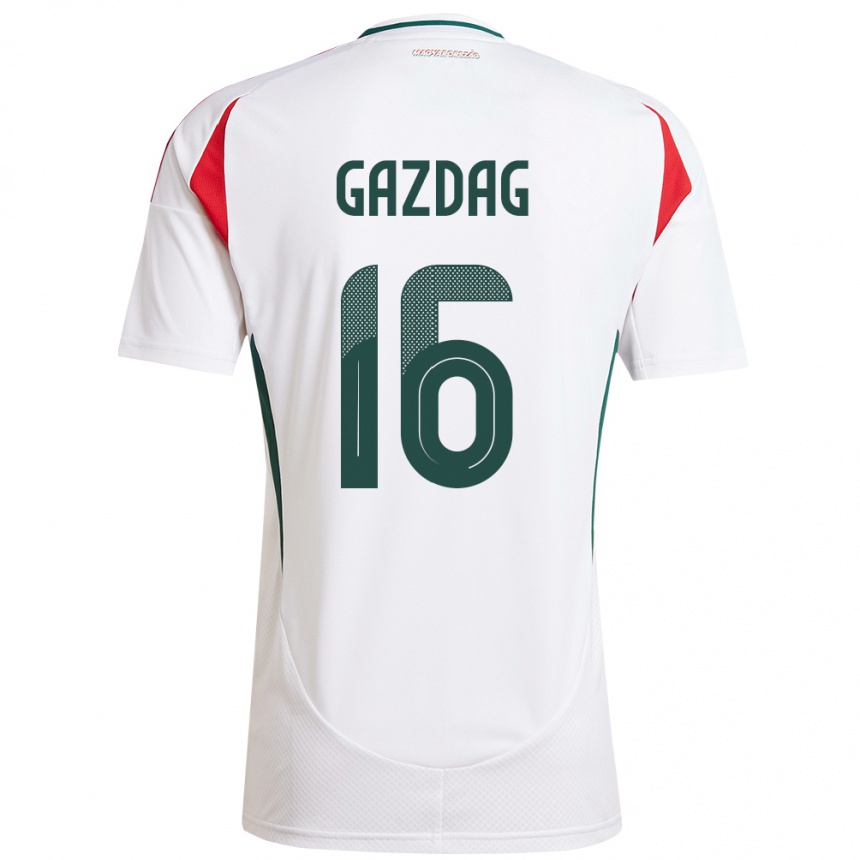 Niño Fútbol Camiseta Hungría Dániel Gazdag #16 Blanco 2ª Equipación 24-26 Perú