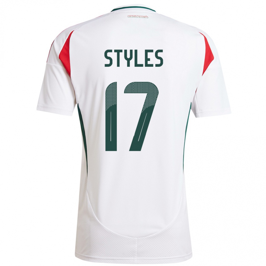 Niño Fútbol Camiseta Hungría Callum Styles #17 Blanco 2ª Equipación 24-26 Perú