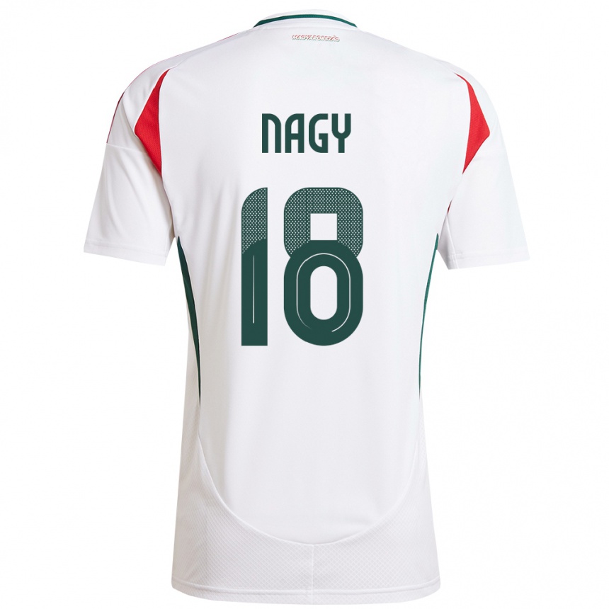 Niño Fútbol Camiseta Hungría Zsolt Nagy #18 Blanco 2ª Equipación 24-26 Perú