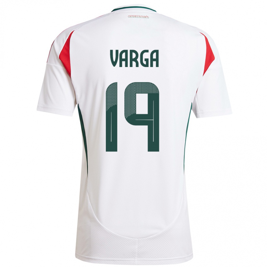 Niño Fútbol Camiseta Hungría Barnabás Varga #19 Blanco 2ª Equipación 24-26 Perú