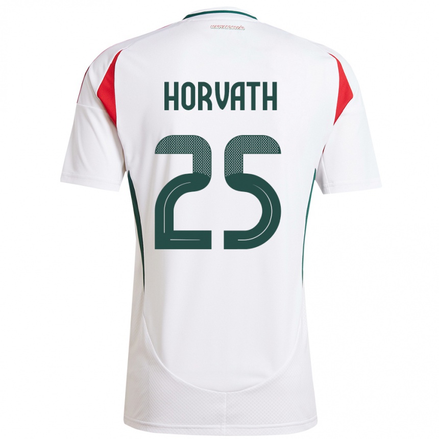 Niño Fútbol Camiseta Hungría Krisztofer Horváth #25 Blanco 2ª Equipación 24-26 Perú