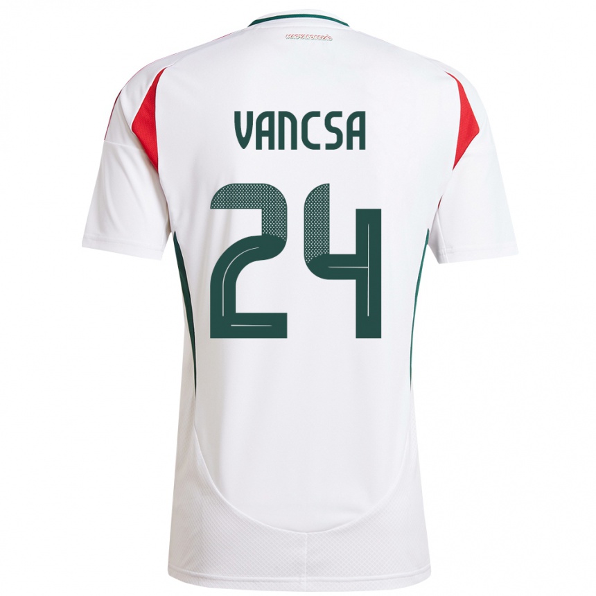 Niño Fútbol Camiseta Hungría Zalán Vancsa #24 Blanco 2ª Equipación 24-26 Perú