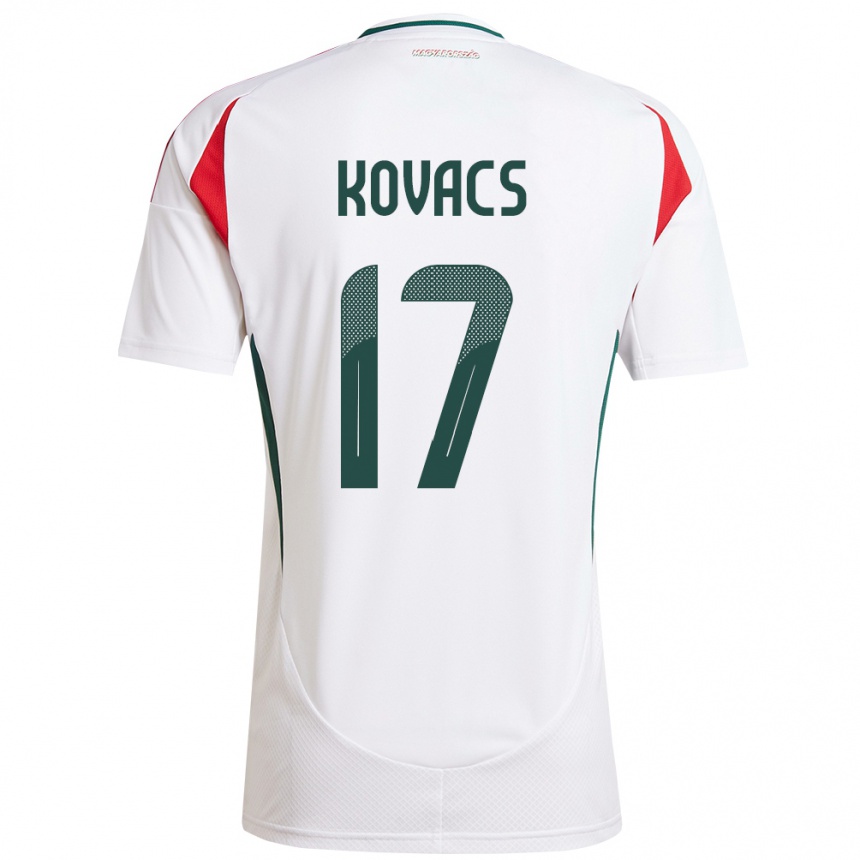 Niño Fútbol Camiseta Hungría Mátyás Kovács #17 Blanco 2ª Equipación 24-26 Perú