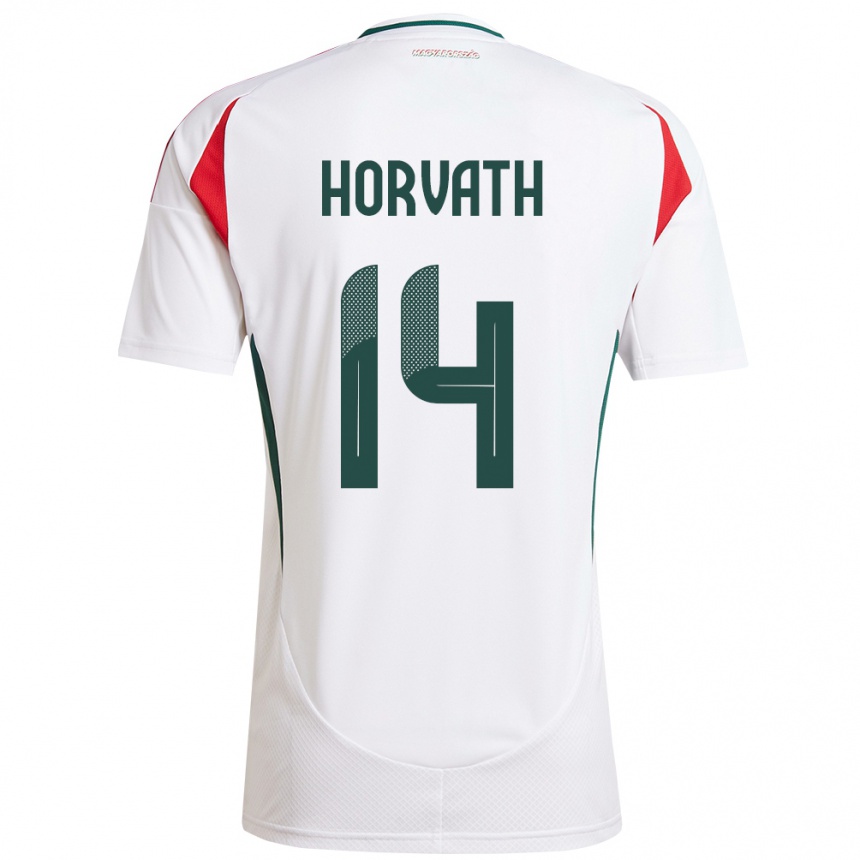 Niño Fútbol Camiseta Hungría Artúr Horváth #14 Blanco 2ª Equipación 24-26 Perú