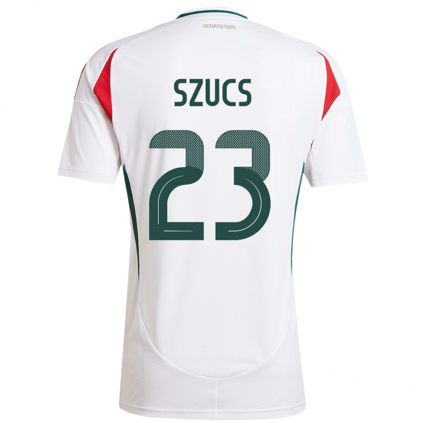 Niño Fútbol Camiseta Hungría Tamás Szűcs #23 Blanco 2ª Equipación 24-26 Perú