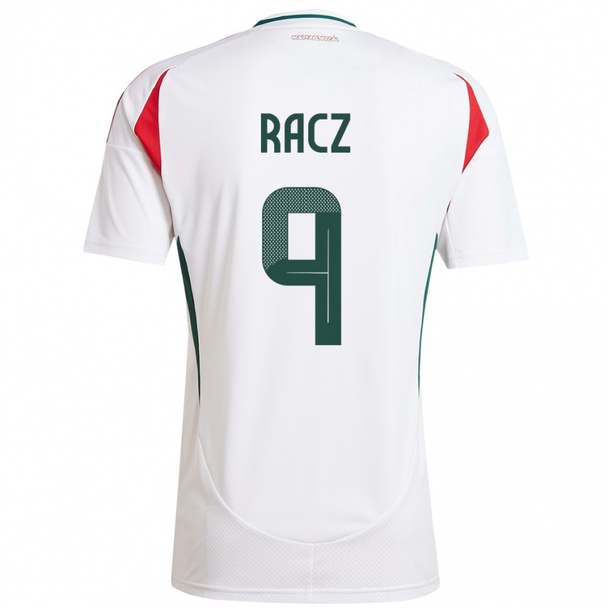 Niño Fútbol Camiseta Hungría Balázs Rácz #9 Blanco 2ª Equipación 24-26 Perú