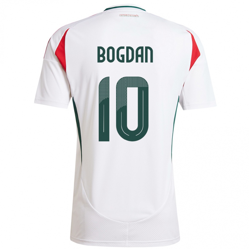 Niño Fútbol Camiseta Hungría Hunor Bogdán #10 Blanco 2ª Equipación 24-26 Perú