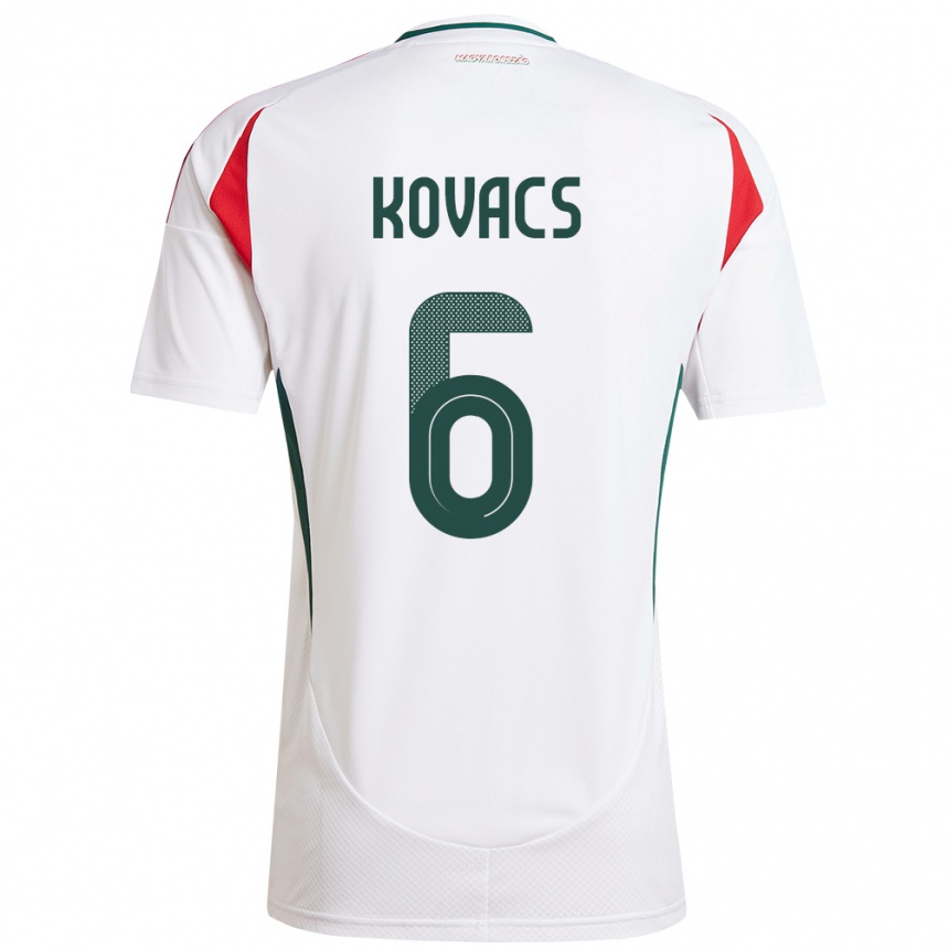 Niño Fútbol Camiseta Hungría Noel Kovács #6 Blanco 2ª Equipación 24-26 Perú