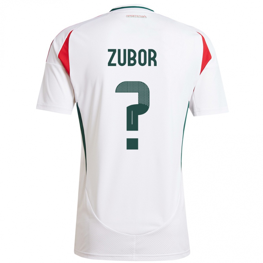 Niño Fútbol Camiseta Hungría Ádám Zubor #0 Blanco 2ª Equipación 24-26 Perú