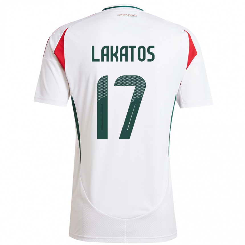 Niño Fútbol Camiseta Hungría Noel Lakatos #17 Blanco 2ª Equipación 24-26 Perú