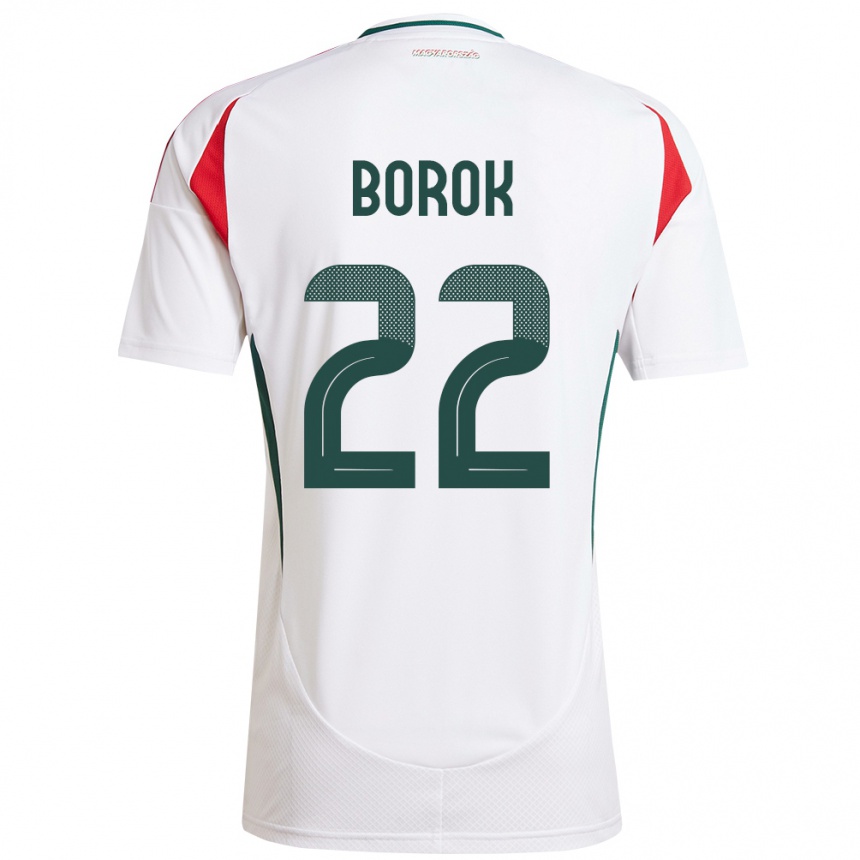 Niño Fútbol Camiseta Hungría Dorina Borók #22 Blanco 2ª Equipación 24-26 Perú