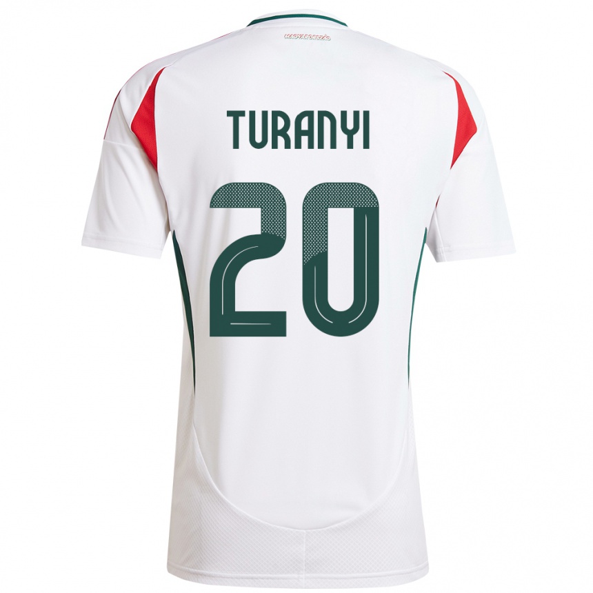 Niño Fútbol Camiseta Hungría Lilla Turányi #20 Blanco 2ª Equipación 24-26 Perú