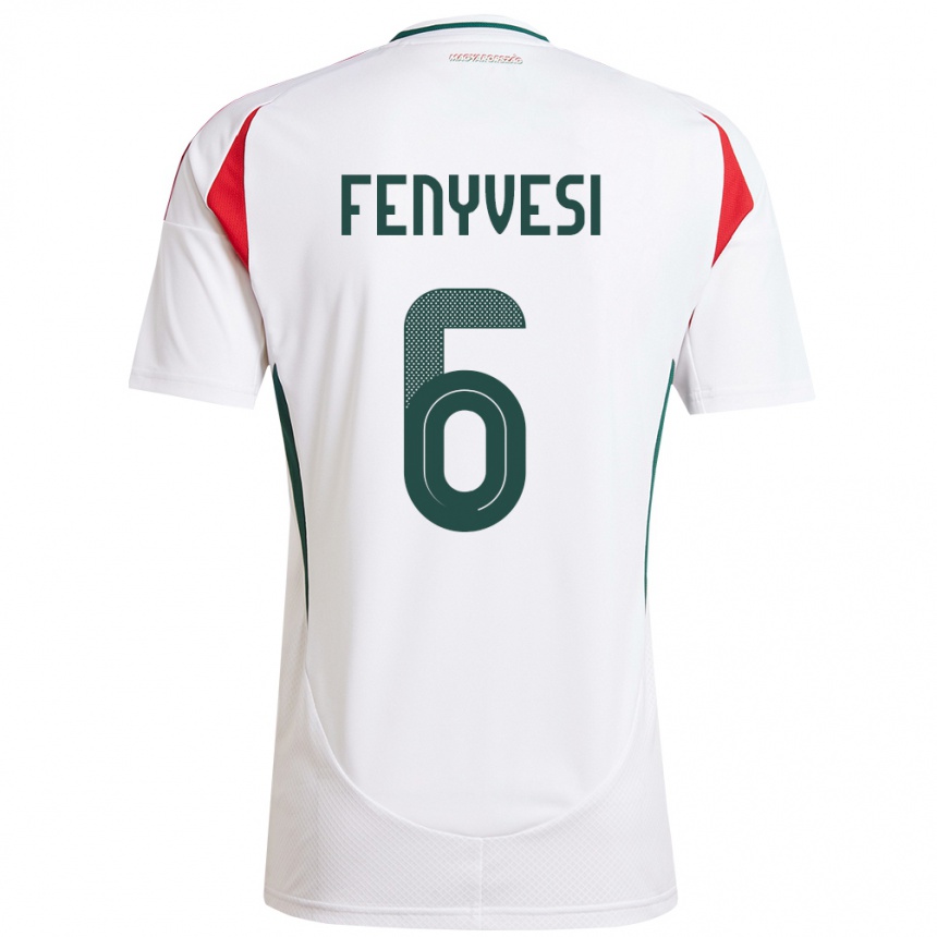 Niño Fútbol Camiseta Hungría Evelin Fenyvesi #6 Blanco 2ª Equipación 24-26 Perú