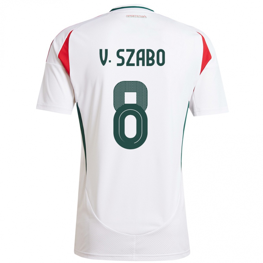 Niño Fútbol Camiseta Hungría Viktória Szabó #8 Blanco 2ª Equipación 24-26 Perú