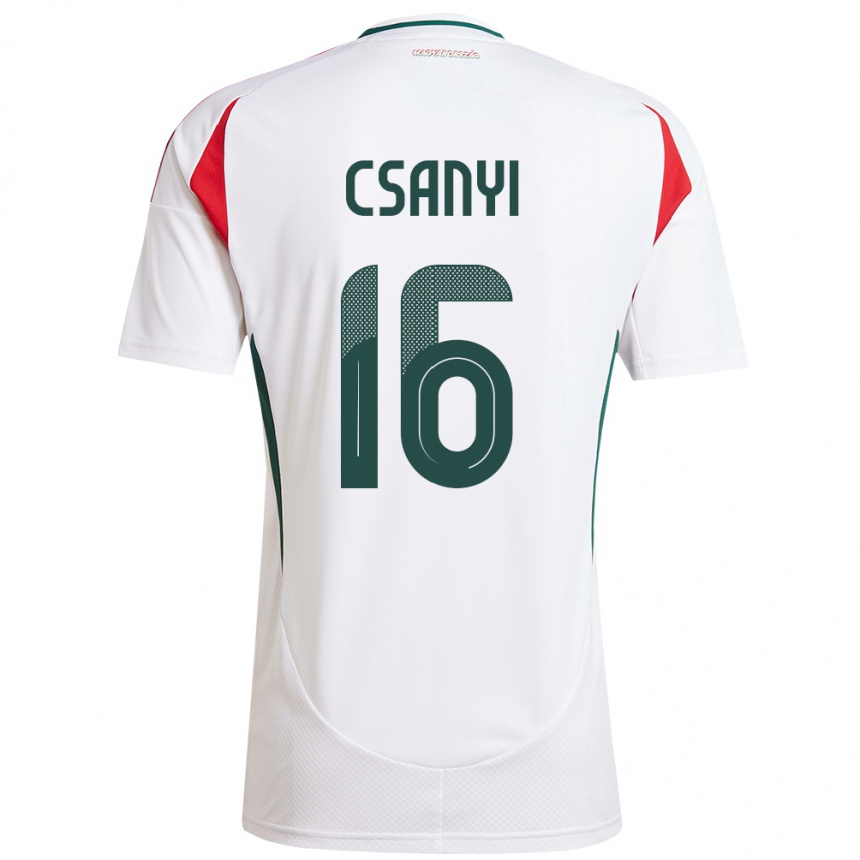 Niño Fútbol Camiseta Hungría Diána Csányi #16 Blanco 2ª Equipación 24-26 Perú