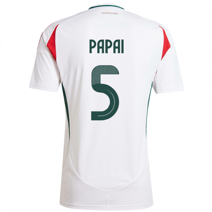 Niño Fútbol Camiseta Hungría Emőke Pápai #5 Blanco 2ª Equipación 24-26 Perú