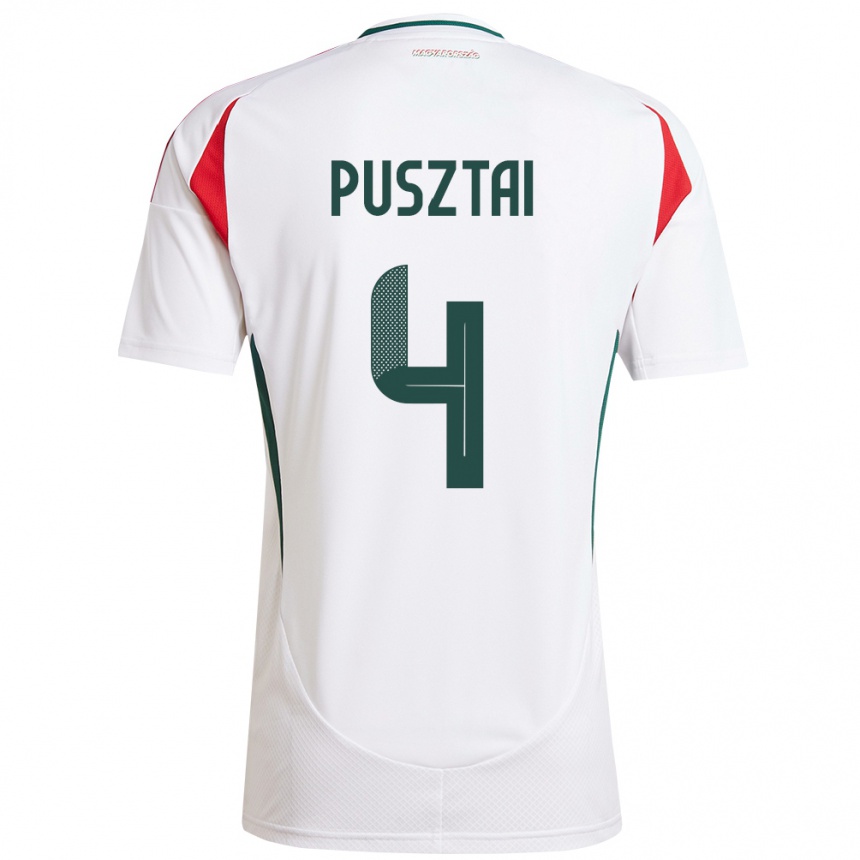 Niño Fútbol Camiseta Hungría Sára Pusztai #4 Blanco 2ª Equipación 24-26 Perú