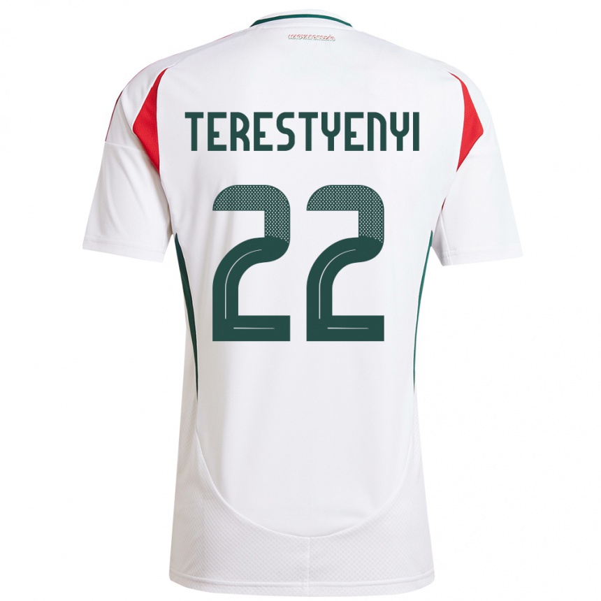 Niño Fútbol Camiseta Hungría Anna Terestyényi #22 Blanco 2ª Equipación 24-26 Perú