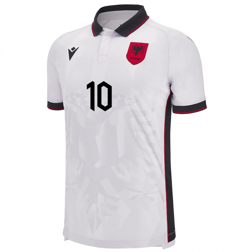 Niño Fútbol Camiseta Albania Qëndresa Krasniqi #10 Blanco 2ª Equipación 24-26 Perú