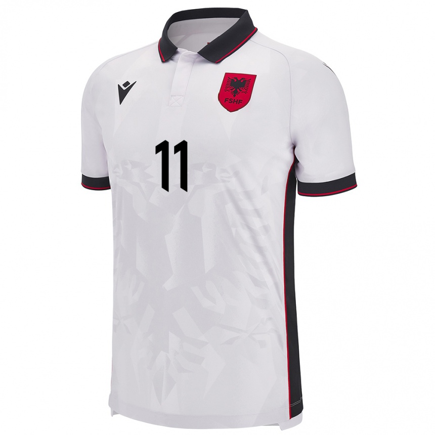 Niño Fútbol Camiseta Albania Ersi Bode #11 Blanco 2ª Equipación 24-26 Perú