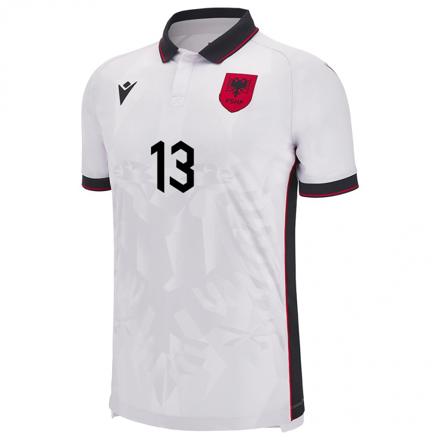 Niño Fútbol Camiseta Albania Samuele Sina #13 Blanco 2ª Equipación 24-26 Perú