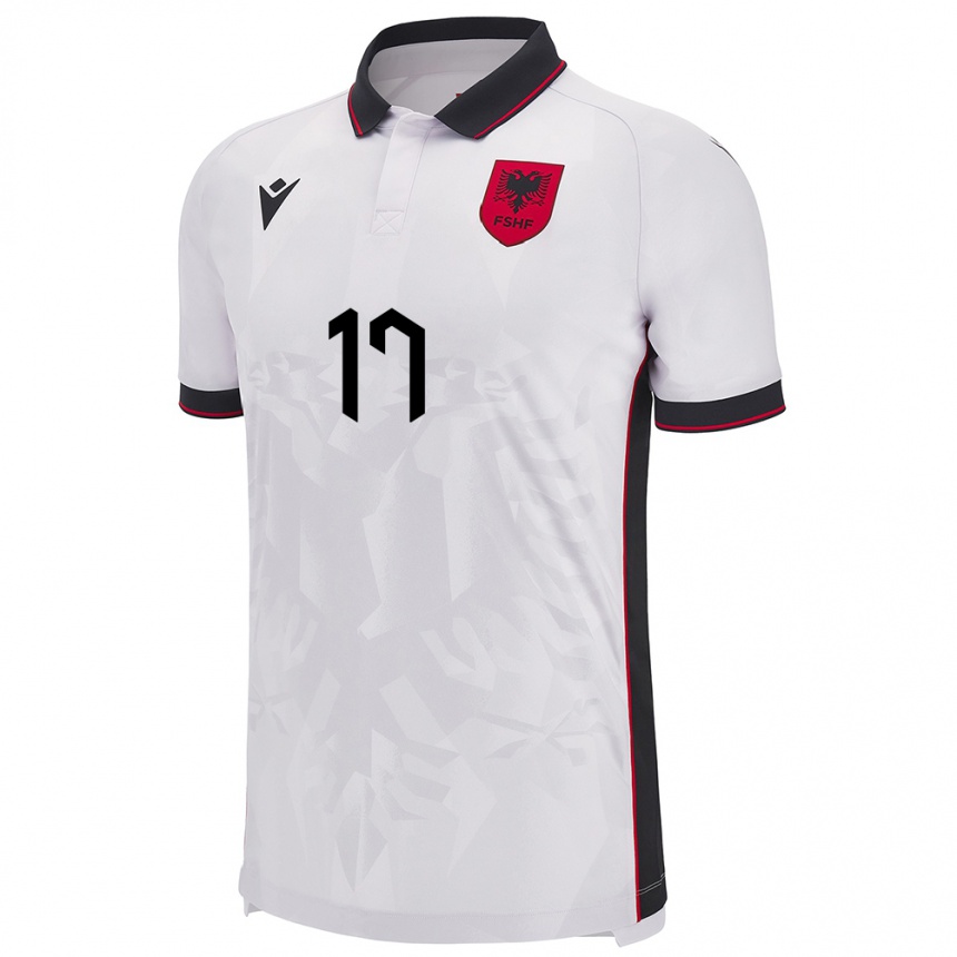 Niño Fútbol Camiseta Albania Kristina Maksuti #17 Blanco 2ª Equipación 24-26 Perú