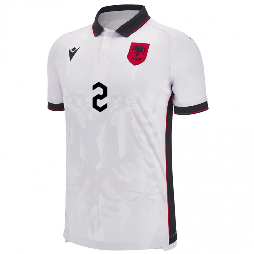 Niño Fútbol Camiseta Albania Davide Avdullari #2 Blanco 2ª Equipación 24-26 Perú