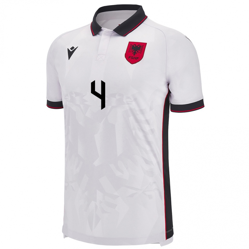 Niño Fútbol Camiseta Albania Leonora Dedgjonaj #4 Blanco 2ª Equipación 24-26 Perú