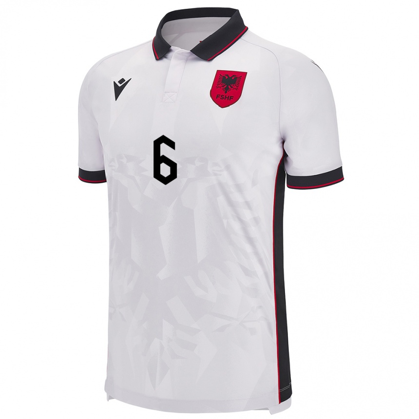 Niño Fútbol Camiseta Albania Jordi Jaku #6 Blanco 2ª Equipación 24-26 Perú