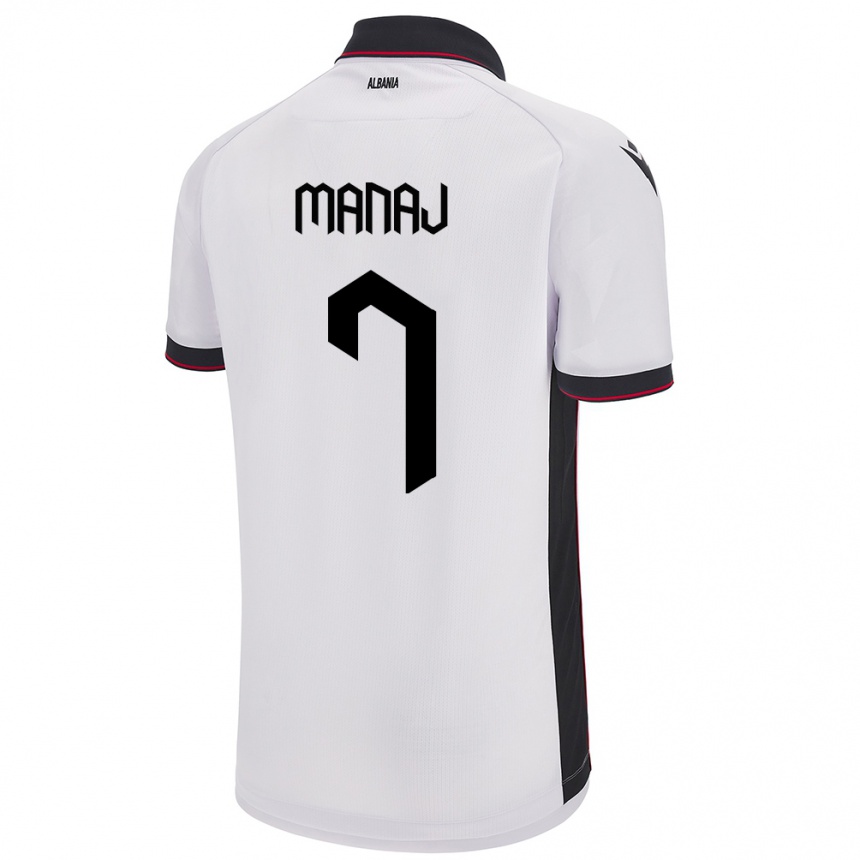 Niño Fútbol Camiseta Albania Rey Manaj #7 Blanco 2ª Equipación 24-26 Perú