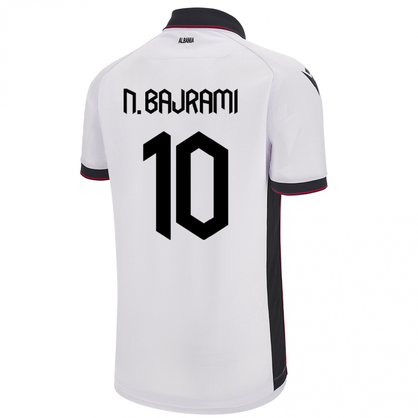 Niño Fútbol Camiseta Albania Nedim Bajrami #10 Blanco 2ª Equipación 24-26 Perú