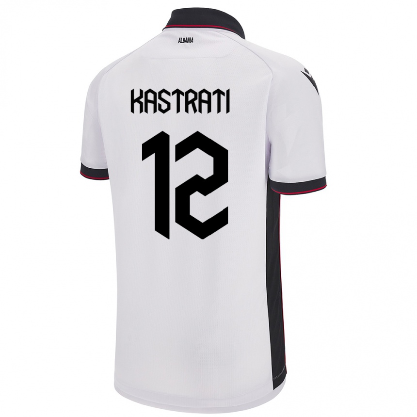 Niño Fútbol Camiseta Albania Elhan Kastrati #12 Blanco 2ª Equipación 24-26 Perú