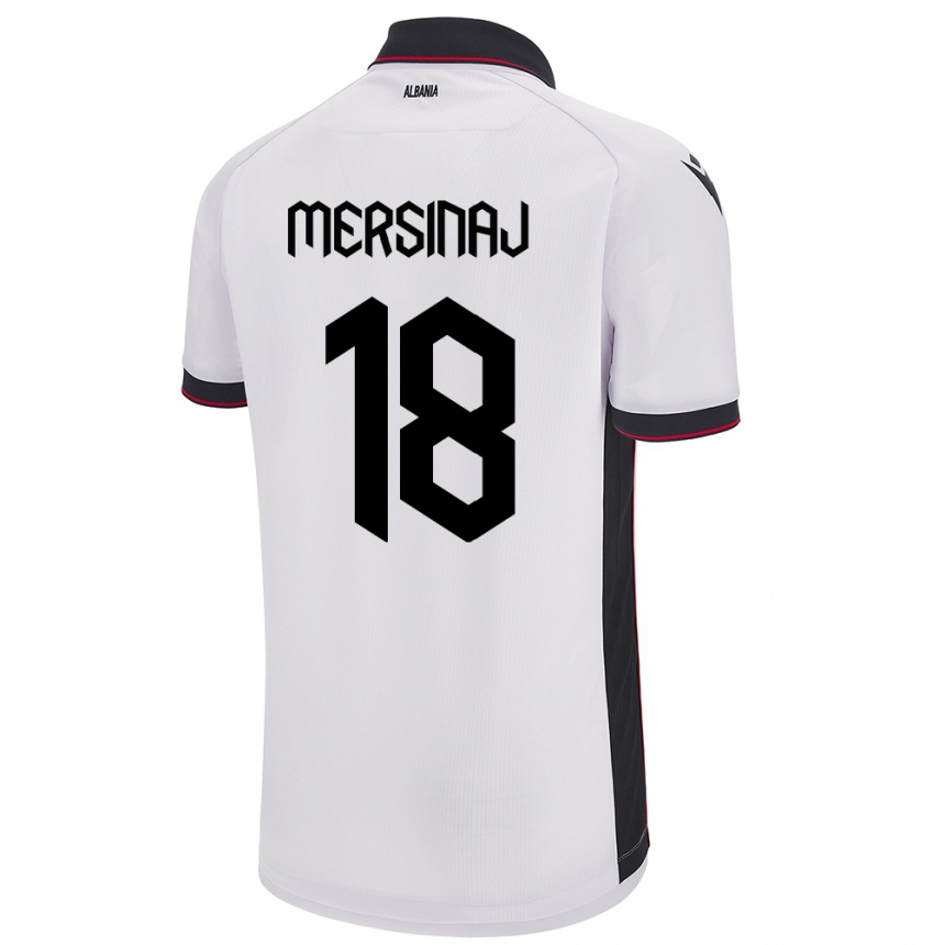 Niño Fútbol Camiseta Albania Jon Mersinaj #18 Blanco 2ª Equipación 24-26 Perú