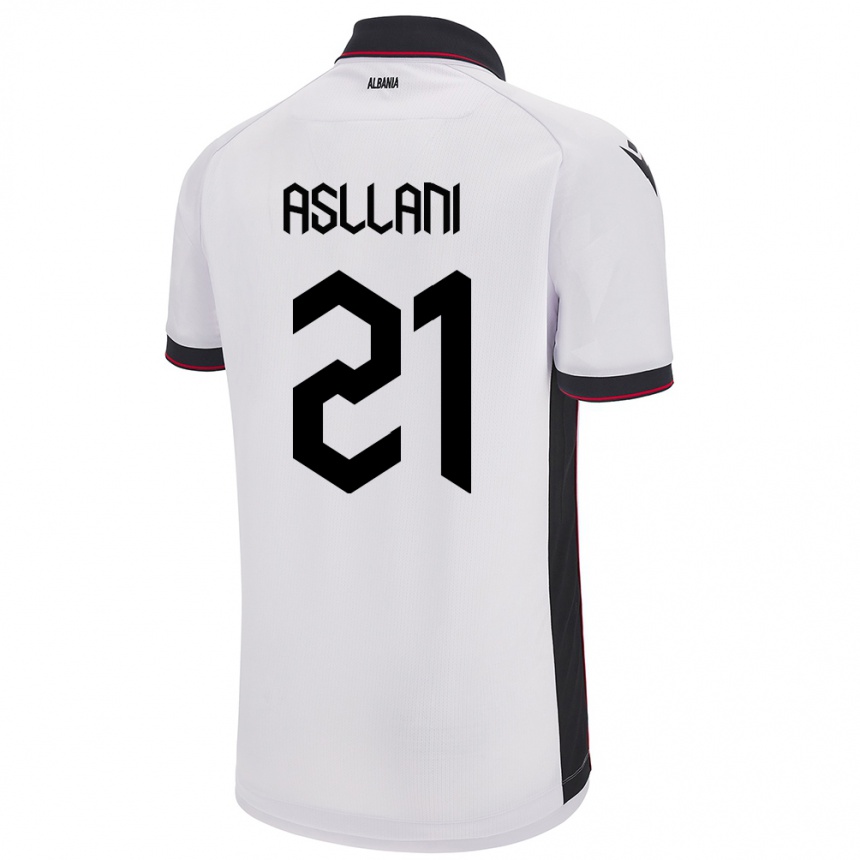 Niño Fútbol Camiseta Albania Kristjan Asllani #21 Blanco 2ª Equipación 24-26 Perú