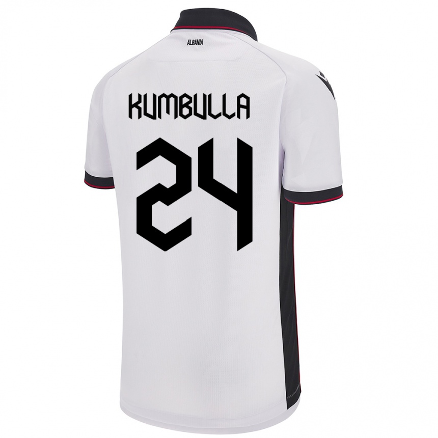 Niño Fútbol Camiseta Albania Marash Kumbulla #24 Blanco 2ª Equipación 24-26 Perú