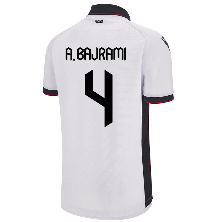 Niño Fútbol Camiseta Albania Adrian Bajrami #4 Blanco 2ª Equipación 24-26 Perú