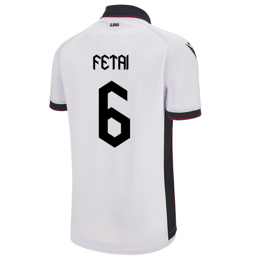 Niño Fútbol Camiseta Albania Feta Fetai #6 Blanco 2ª Equipación 24-26 Perú