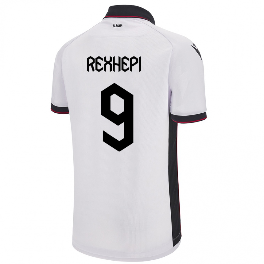 Niño Fútbol Camiseta Albania Arlind Rexhepi #9 Blanco 2ª Equipación 24-26 Perú