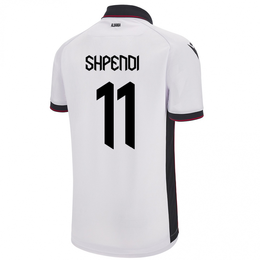 Niño Fútbol Camiseta Albania Stiven Shpendi #11 Blanco 2ª Equipación 24-26 Perú