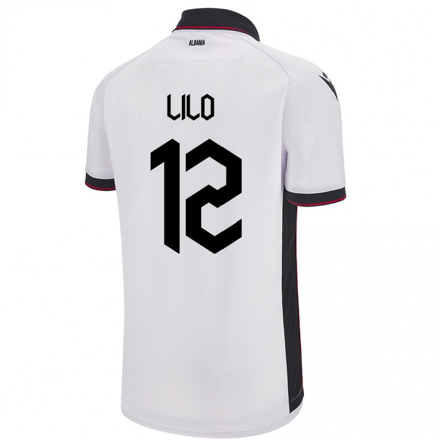 Niño Fútbol Camiseta Albania Klidman Lilo #12 Blanco 2ª Equipación 24-26 Perú