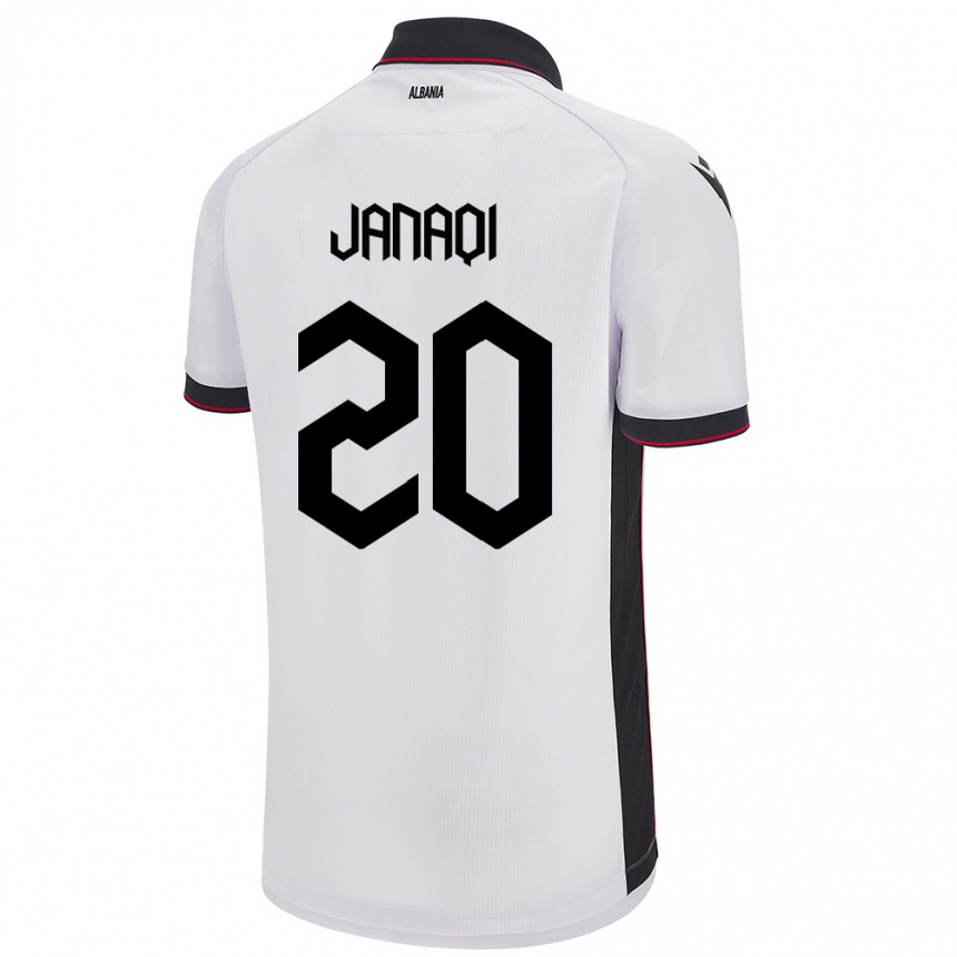 Niño Fútbol Camiseta Albania Dejvid Janaqi #20 Blanco 2ª Equipación 24-26 Perú