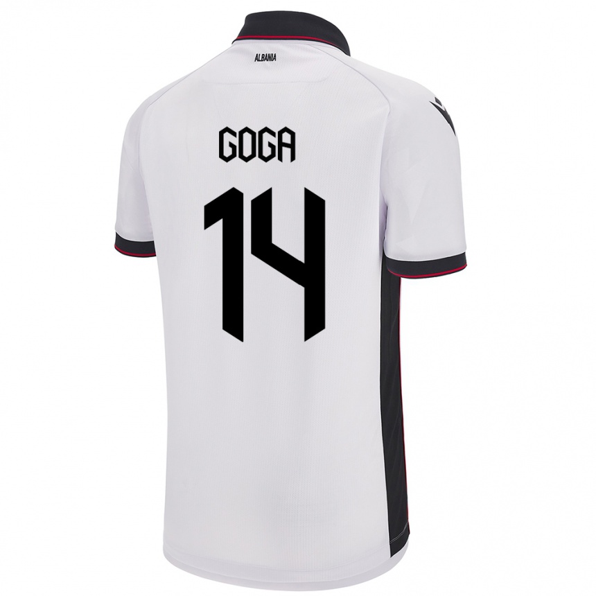 Niño Fútbol Camiseta Albania Ergi Goga #14 Blanco 2ª Equipación 24-26 Perú