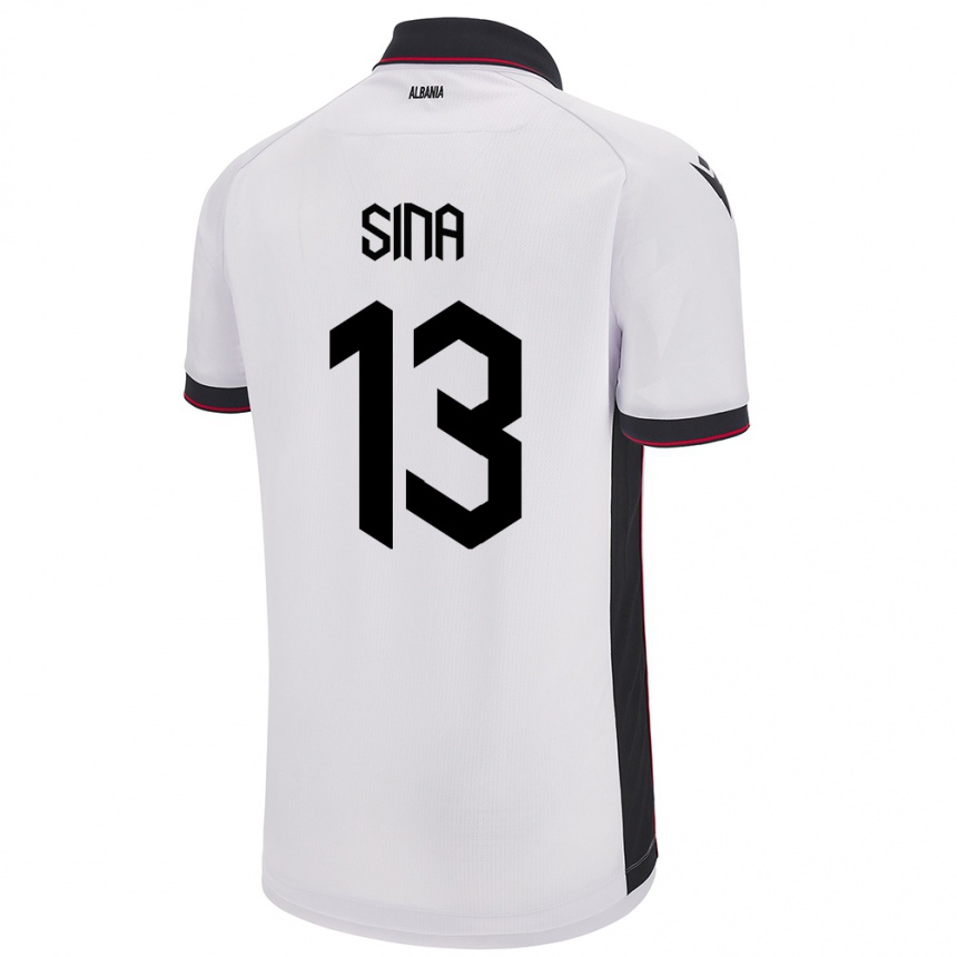 Niño Fútbol Camiseta Albania Samuele Sina #13 Blanco 2ª Equipación 24-26 Perú