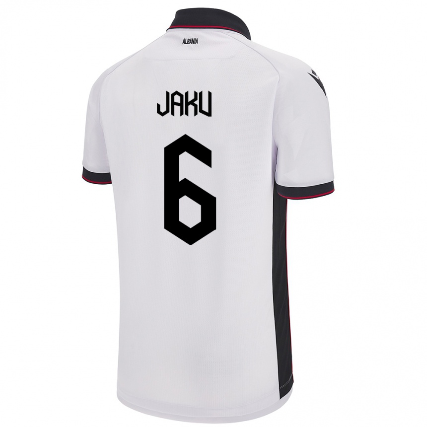 Niño Fútbol Camiseta Albania Jordi Jaku #6 Blanco 2ª Equipación 24-26 Perú