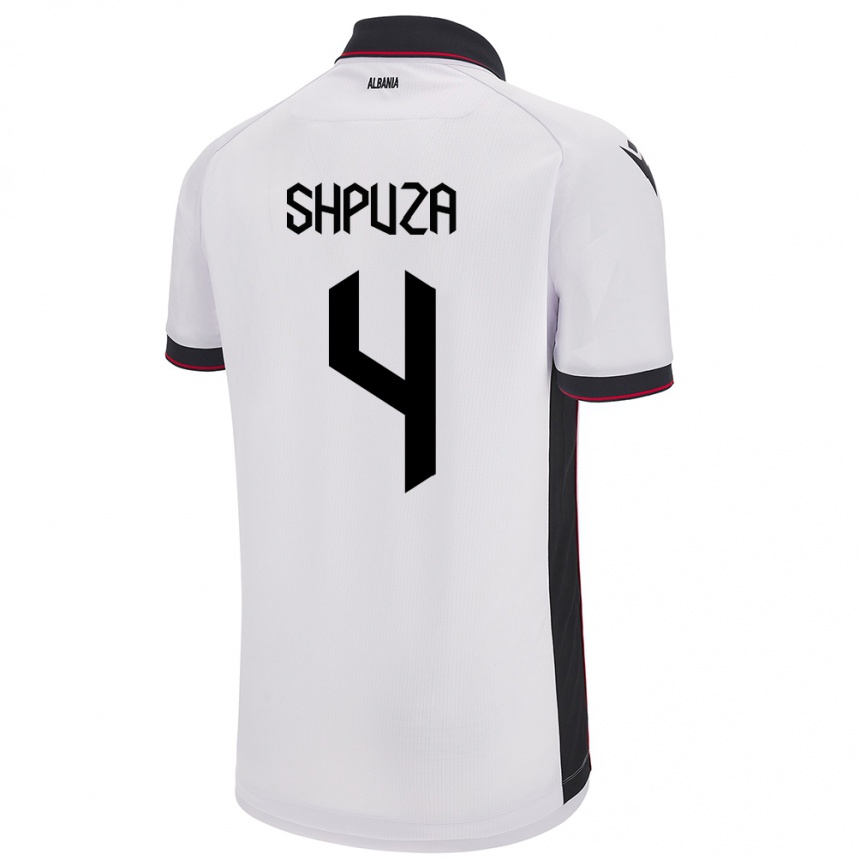 Niño Fútbol Camiseta Albania Kleo Shpuza #4 Blanco 2ª Equipación 24-26 Perú