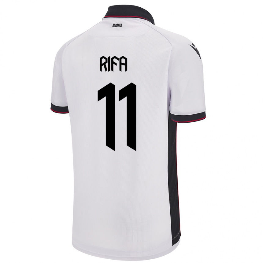 Niño Fútbol Camiseta Albania Oresti Rifa #11 Blanco 2ª Equipación 24-26 Perú