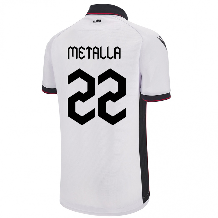 Niño Fútbol Camiseta Albania Mikaela Metalla #22 Blanco 2ª Equipación 24-26 Perú