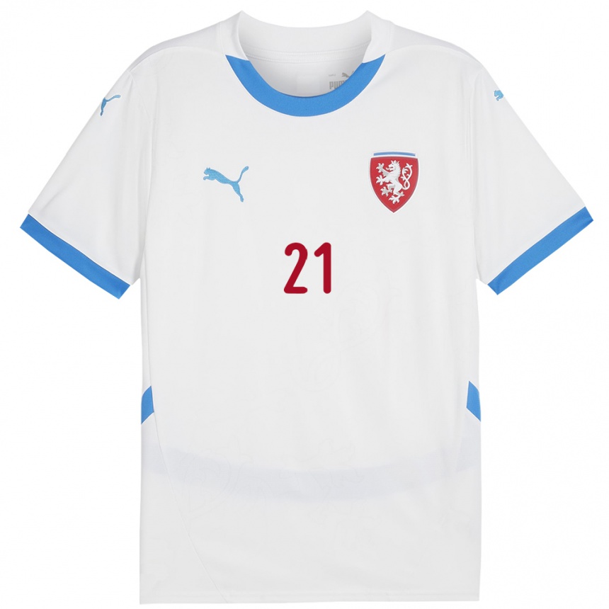 Niño Fútbol Camiseta Chequia Alexandr Buzek #21 Blanco 2ª Equipación 24-26 Perú