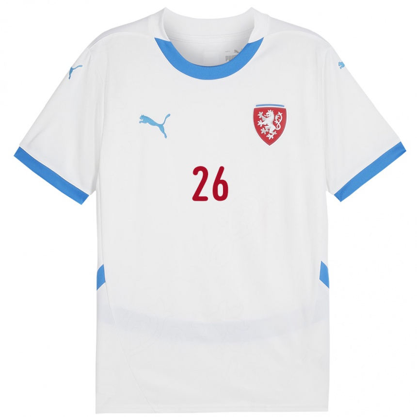 Niño Fútbol Camiseta Chequia Matej Jurasek #26 Blanco 2ª Equipación 24-26 Perú