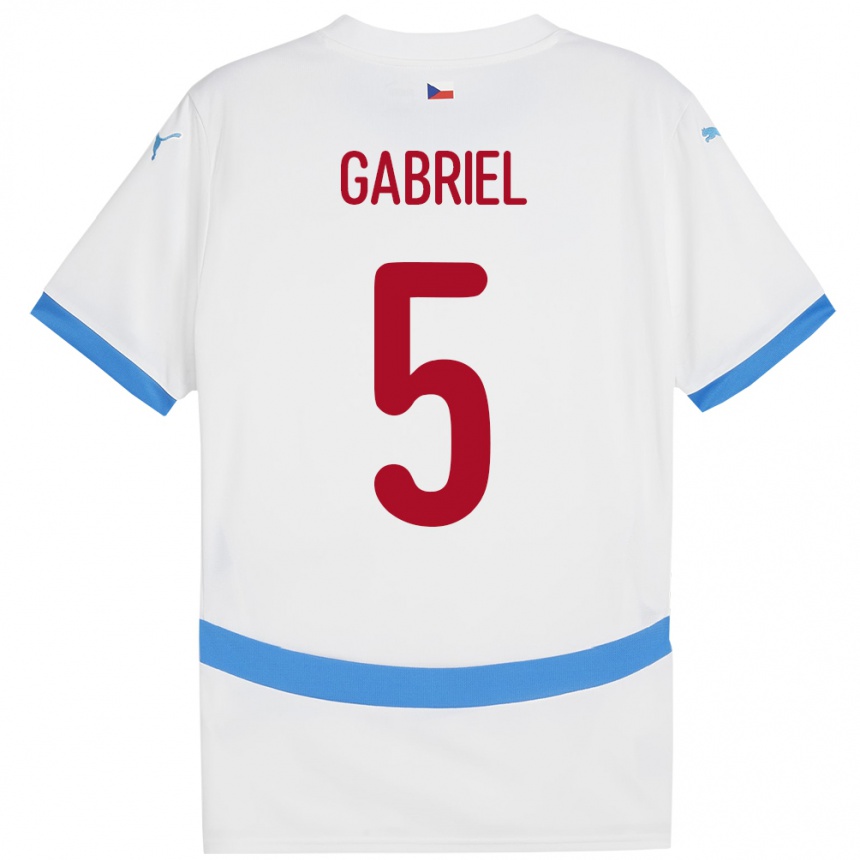 Niño Fútbol Camiseta Chequia Adam Gabriel #5 Blanco 2ª Equipación 24-26 Perú